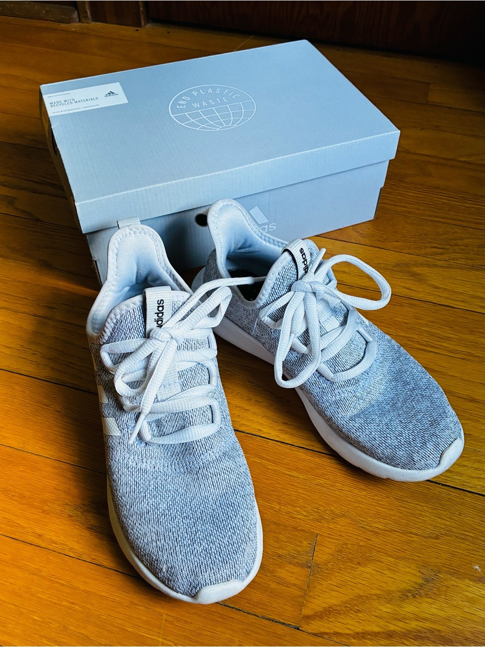 Adidas Cloudform Pure Lightweight White Gray Sneakers